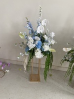 Décoration florale de style jardin en soie durable au design luxueux, fleurs artificielles pour centre de table de mariage, blanc et bleu