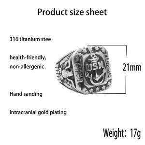 Men's Anchor <b>Ring</b> <b>Silver</b> Stainless Steel Retro Punk Style Geometric Design Gift Jewelry 16030 - Product Image 2