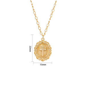 Collar con Colgante <span class=keywords><strong>de</strong></span> Cruz <span class=keywords><strong>de</strong></span> Cobre Chapado en Oro, Joyería <span class=keywords><strong>de</strong></span> Moda al por Mayor OAHLAN, para Mujer, <span class=keywords><strong>Compromiso</strong></span>, Boda, Fiesta - Product Image 4