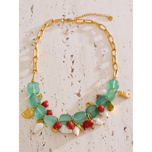 JINYOU 2305 Joyería Exquisita Hecha a Mano, Joyería de Alta Calidad en Tendencia, Collar con Colgante de Concha de Caracol y Piedra Natural Verde - Product Image 2