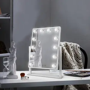 휴대용 탁상용 숙녀 장방형 테이블 접히는 화장품은 빛을 가진 거울 빛 메이크업 Led 메이크업 거울을 구성합니다