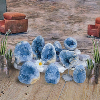 CrystalHola Vente en gros de grappes de quartz géode de celestite bleue naturelle polie, pour la guérison et la mode, origine Chine, artisanat
