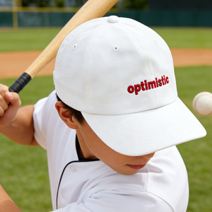 Casquette de baseball en coton à 6 panneaux avec broderie « optimiste » – Chapeau de soleil léger et décontracté pour le quotidien et les sports de plein air - Product Image 5