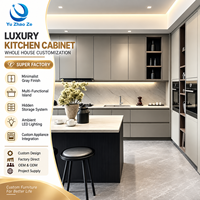 Meubles de cuisine modulaires en bois massif cerisier, élégants, prêts à assembler pour appartement, directement du fabricant