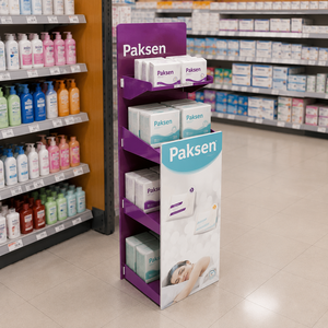 Eye Rest Pad Paper Corrugated Floor Display, Custom Cardboard <b>Stand</b> for Supermarket Personal Care Aisle Retail Promotion - Product Image 3