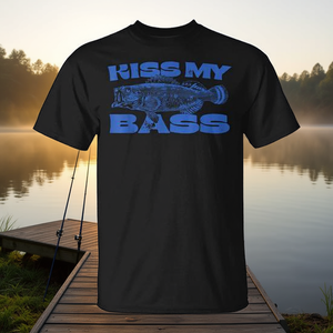 T-shirt Kiss My Bass Fishing Lover pour homme, noir, grande taille - Product Image 3