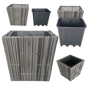 Handmade Square Shape Metal Frame Wicker <strong>Flower</strong> <strong>Pot</strong> with Plastic Original Green OEM Customized Style Garden <strong>Flower</strong> <strong>Pot</strong> - Product Image 5