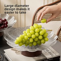 Grensoverschrijdende Hot Sale Creatieve Lotusblad Hoge Voet Moderne Fruit Schaal Duurzaam Gegraveerd Plantenmotief Nieuwe Chinese Stijl Ecologisch