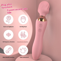 Doppelseitiger, leistungsstarker Stab-Massagevibrator, USB-wiederaufladbar, wasserdicht, handgeführt, für Klitoris-, G-Punkt- und Brustwarzenstimulation, 20 Modi