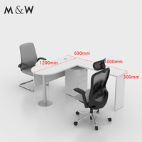 M & W Ensemble de bureau pour magasin de soins de santé Table de travail Mobilier design Dernier comptoir en bois blanc en forme de L Table de bureau commerciale