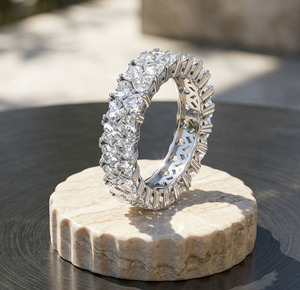 Anillo de plata de ley S925 hueco con moissanita de corte múltiple, bicolor, para boda, fiesta, regalo para mujer - Product Image 2