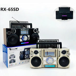 Radio rétro multi-bandes FM AM SW avec lumière disco LED, lecteur USB TF, rechargeable, design imitation bois avec poignée - Product Image 6