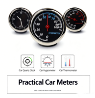JINGQUE Jam Digital Mobil Mini, Jam Otomatis LCD, Termometer Higrometer, Ornamen Dekorasi Otomotif