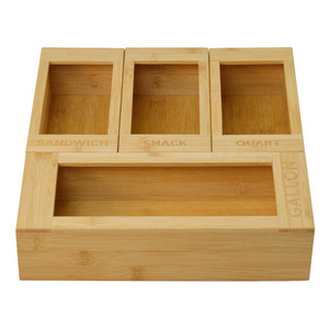 <b>Bamboo</b> Storage Boxes Rectangular Food <b>Container</b> With Partitions Kitchen Desktop Organizer Sandwich Quart Snack Gallon Size - Product Image 2