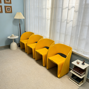 Poltrona Moderna Gialla, Sedia Nordica Minimalista in Plastica, Arredamento Contemporaneo Creativo, Divano Singolo per Soggiorno - Product Image 5