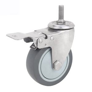 Neues Edelstahl-Schwenkrad 75mm 3 Zoll Industrielles TPR-Lenkrolle mit Bremse - Product Image 1