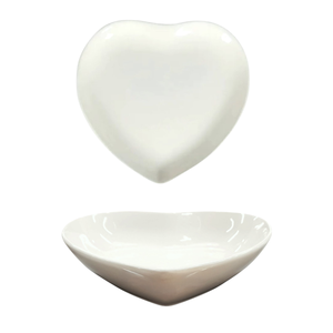 Assiette creuse en céramique crème en forme de cœur 20x20cm - Product Image 1