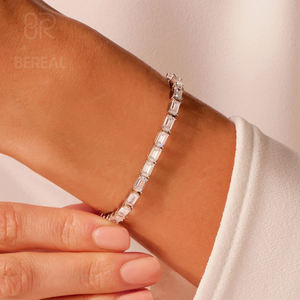 Exquisita Pulsera de Tenis con Diamantes Baguette VVS Cultivados en Laboratorio, Personalizada, Certificada por IGI, Diamantes CVD, Cadena de Tenis de Plata 925, Joyería para Mujer - Product Image 1