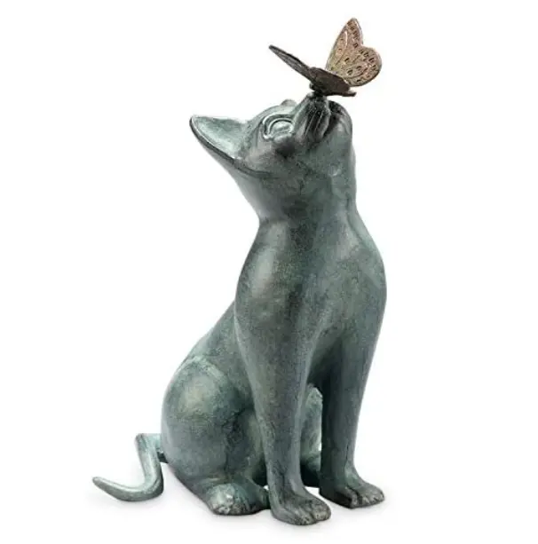 Custom Cat and Butterfly Curiosity Garden Statue