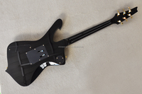 Black Unusual Shaped Electric Guitar Rosewood Fretboard Double Rock Bridge Gold Hardwares
