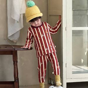 Комплект зимней пижамы из чистого хлопка с мультяшным принтом для дома. Базовый слой одежды класса А без костюмной тесьмы. - Product Image 4