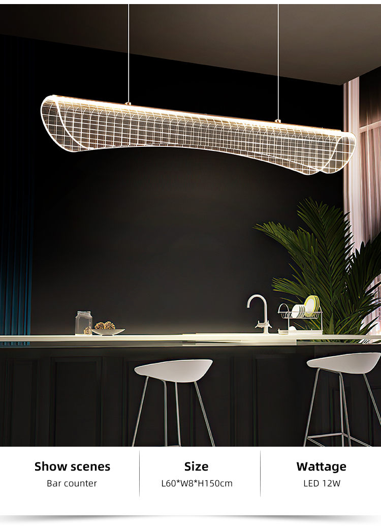 High Quality Modern Acrylic Gold Color Curve Bedroom Living Room Kitchen Led Pendant Light
