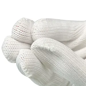 순수한 백색 면 뜨개질을 한 장갑 손 장갑 건축을 위한 일 장갑