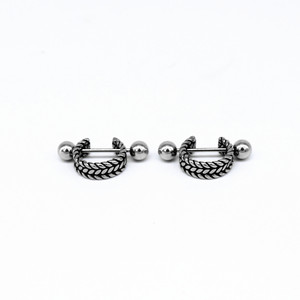 yunnique Steel <b>Wings</b> Titanium Steel Stud <b>Earrings</b> Spiral Design Geometric Unisex Fashion Jewelry - Product Image 1
