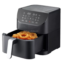 Friteuse à air électrique Aifa 8L avec fenêtre en verre carrée, sans huile, design moderne en acier inoxydable, contrôle numérique LCD