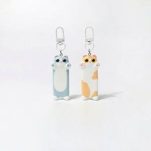 Cute Kawaii <b>Anime</b> Cat <b>Keychain</b> Resin Cartoon Long Cat Mobile Phone Chain Pendant PVC Rubber Decor Accessories for Couples - Product Image 2