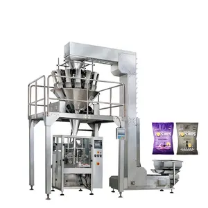 Snack food potato chips pop corn packing machine with nitrogen for snacks plantain chips