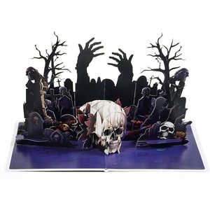 Halloween Pop Up Card 3D Skull Greeting Card For Boys Girls Men Women Irregular Shape Paper <b>Matte</b> <b>Varnish</b> SD261US1520 - Product Image 5