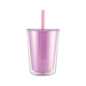 Copo Plástico Grande de 720ml com Dupla Parede e Canudo, Resistente ao Calor, Reutilizável para Bebidas - Product Image 5