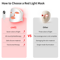 Masque de luminothérapie rouge en silicone flexible rechargeable portable, contour 3D, utilisation à domicile, facile à nettoyer, fonctionnement simple