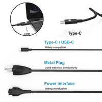 Charger Laptop USB C 45W untuk XPS 13 7390 2in1 9350 9380 9370 9333 9360 9310 9365 9300 Kabel Daya Tipe C