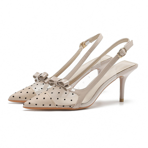 Chaussures à talons aiguilles de 7 cm pour femmes, motif à pois, semelle intérieure en peau de mouton de qualité supérieure, confortables et ne fatiguant pas à porter - Product Image 2