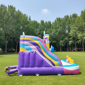 Château gonflable commercial bleu et violet en PVC avec toboggan double piste, garantie de 3 ans, installation facile pour <span class=keywords><strong>location</strong></span> de fêtes d'enfants - Product Image 6