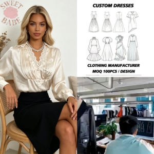 Blusa Elegante con Cuello de Encaje, Cuello en V, Plisada, de Manga Larga, para Mujer, para Oficina, Uso Diario, Fiestas y Ocasiones Festivas - Product Image 1