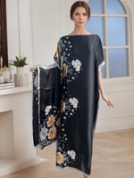 Nouvelle Robe Longue Africaine Grande Taille Imprimée avec Foulard – Styles de Robes Africaines pour Vacances