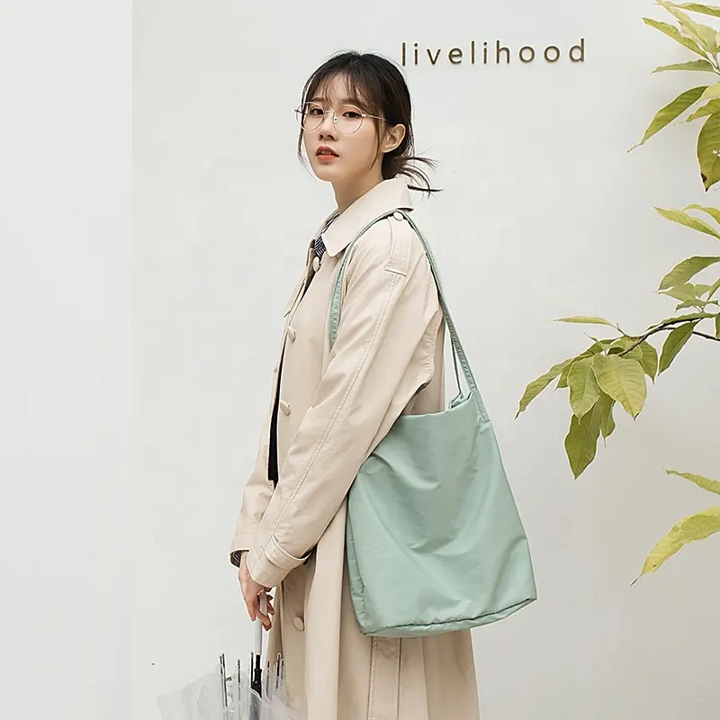 Kore rahat naylon alışveriş çantası naylon alışveriş çantası Indie Pop şeker renk büyük kapasiteli el çantası kızlar omuz