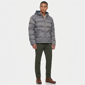 Blouson matelassé décontracté pour homme de haute qualité, col montant, logo personnalisé sur le devant, impression personnalisée, plusieurs couleurs, fermeture éclair en toile, coton, vente en gros - Product Image 1