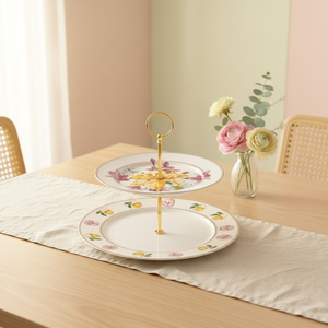 Juego de Vajilla de Porcelana Fina, Apto para Microondas, Ecológico, con Forma de Ola, Esmalte de Color Rosa, Juego de Tazas Florales para 7-9 Personas - Product Image 1