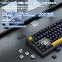 Clavier mécanique programmable personnalisé AULA F75, branchement à chaud, sans fil, triple mode, rétroéclairage RVB, USB Type-C, clavier anti-éclaboussures