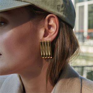 ต่างหูทรงเรขาคณิตสี่เหลี่ยมทอง เงิน สแตนเลส เครื่องประดับแฟชั่นสำหรับผู้หญิง สำหรับการค้าอีคอมเมิร์ซข้ามพรมแดน - Product Image 4