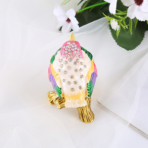 Boîte à bijoux décorative <span class=keywords><strong>de</strong></span> petite taille en gros, boîte à bijoux en émail peinte à la main, oiseau chanteur pour le rangement ou la remise <span class=keywords><strong>de</strong></span> cadeaux, ornements en métal - Product Image 4
