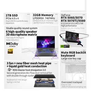 Ordinateur Portable ASUS ROG Zephyrus G16 Air Neuf Pour Bureau Et Professionnels Avec Ultra 9 285H RTX5060 RTX5070 Écran 16 Pouces PC Pour Gamer - Product Image 2