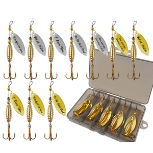 MAXSEN 5/10 leurres cuillères métalliques pour <span class=keywords><strong>brochet</strong></span> et bar, appâts durs avec hameçons, idéal pour la pêche, cadeau idéal pour la fête des pères - Product Image 1