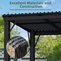 Gazebo de jardin avec toit rigide 5'x8', gazebo d'extérieur avec étagères latérales, auvent pour barbecue avec ouvre-bouteille et crochets