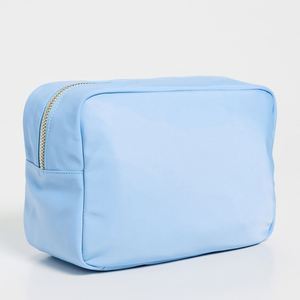 Bolsa de Maquillaje Personalizada, Ecológica, Reutilizable, Portátil, de Nailon Azul Claro Impermeable, con Cierre, Logotipo Personalizado, Bolsillos Interiores Bordados - Product Image 2