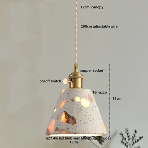 Luminaire suspendu à LED, restaurant, bureau, hall d'entrée, pierre <span class=keywords><strong>terrazzo</strong></span>, douille en cuivre, décoration intérieure, lampe suspendue - Product Image 3